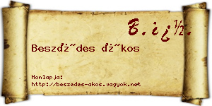 Beszédes Ákos névjegykártya